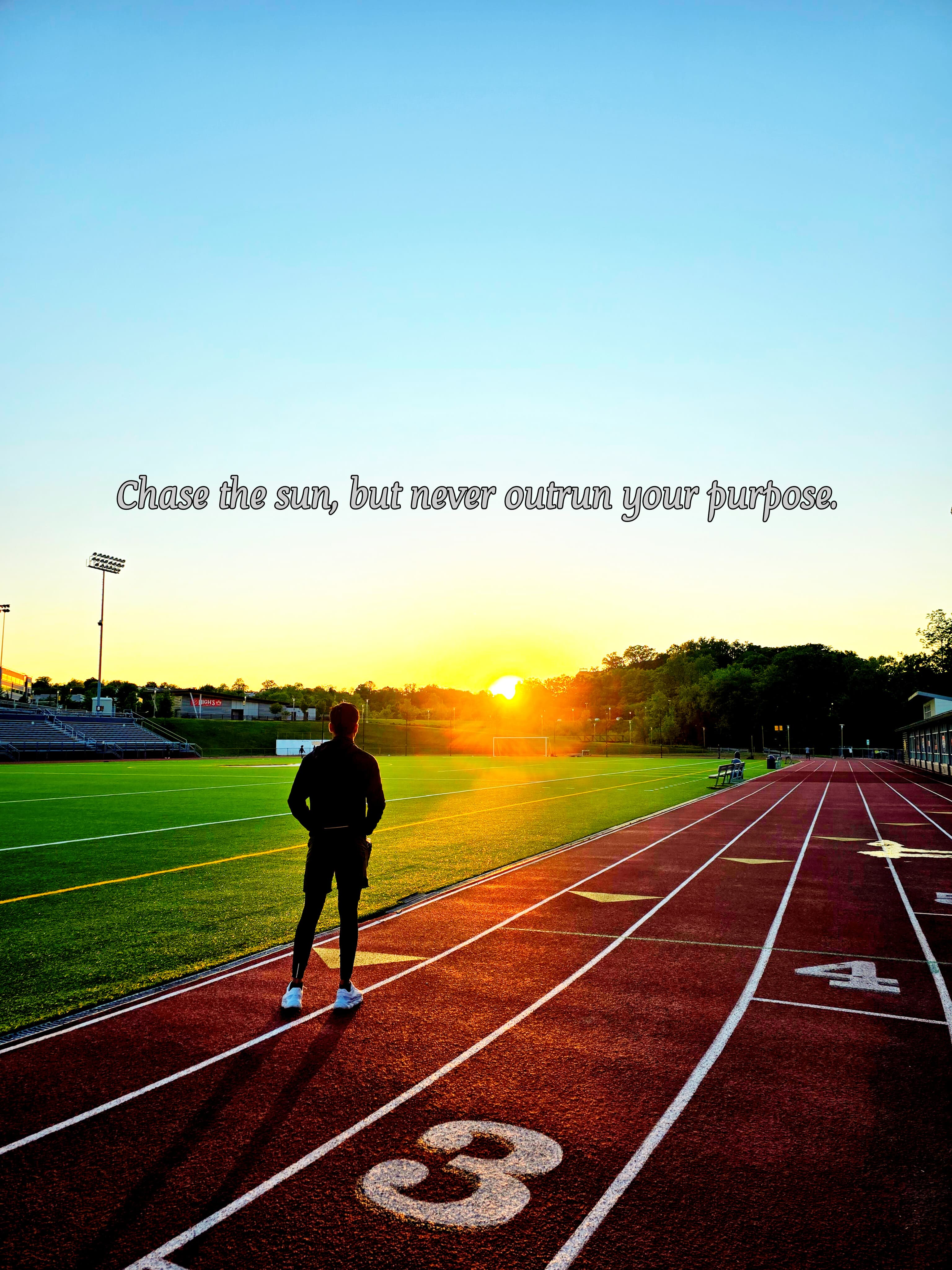 Srujan on the track at sunset