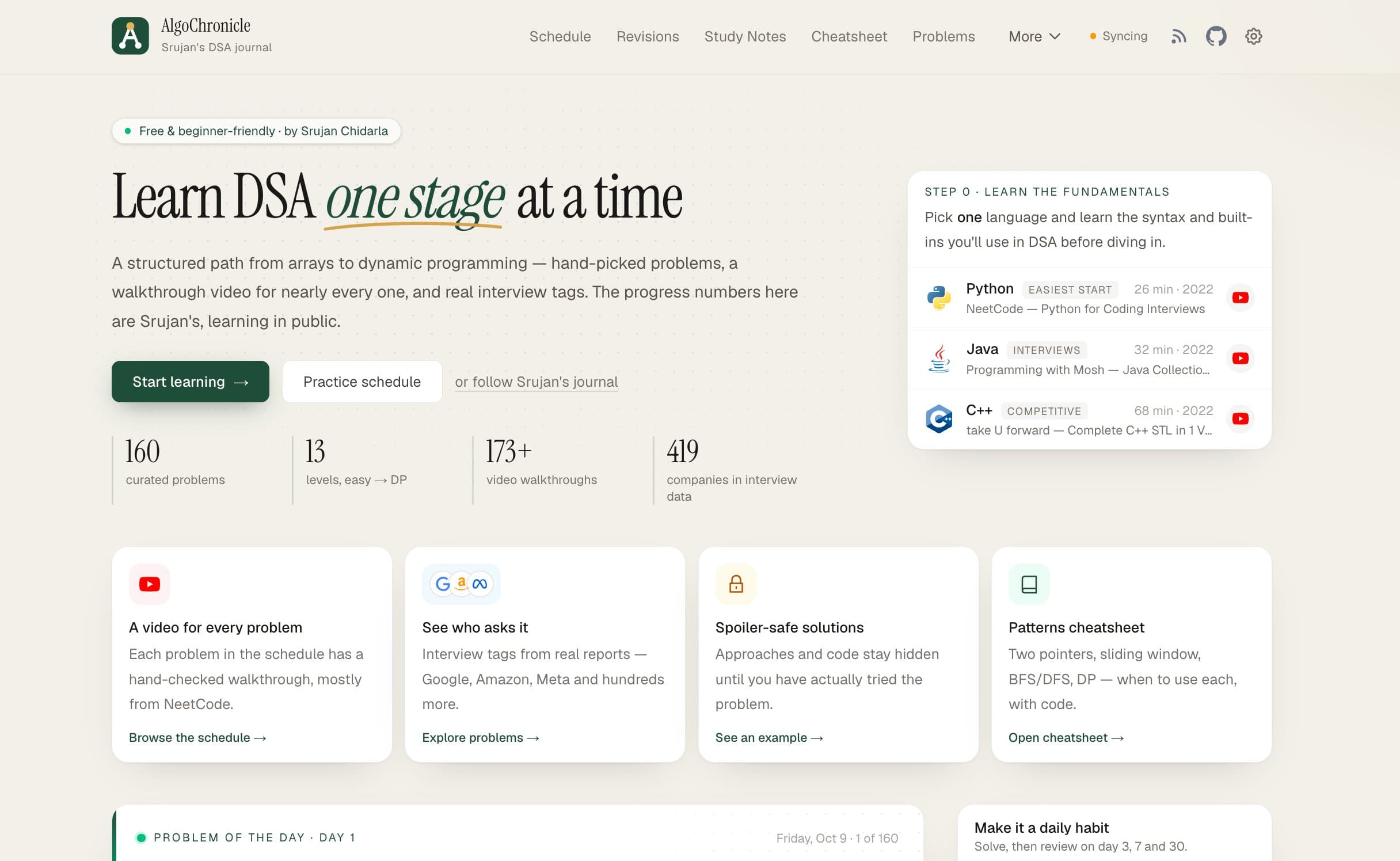 AlgoChronicle homepage preview